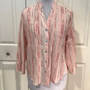 Alfred Dunner 3/4 Sleeve Embroidered Top